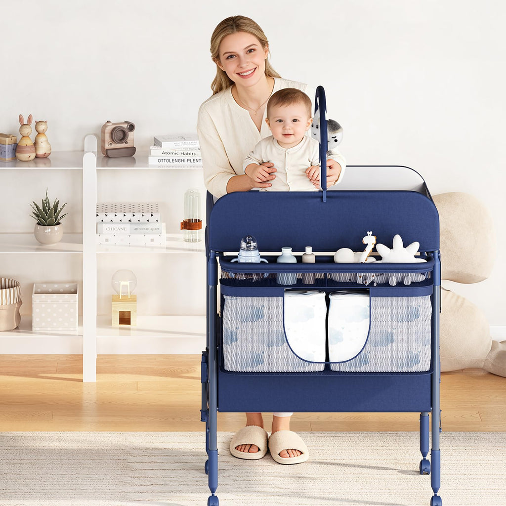 Baby Changing Table with Storage Portable Foldable Diaper Station