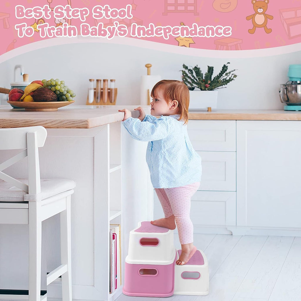 Anti-Slip Kids Step Stool 2 Pack for Bathroom and Kitchen GainNo