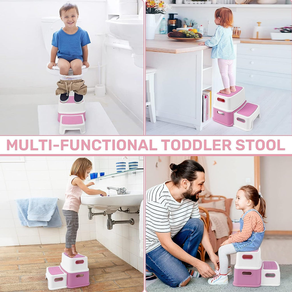 Anti-Slip Kids Step Stool 2 Pack for Bathroom and Kitchen GainNo
