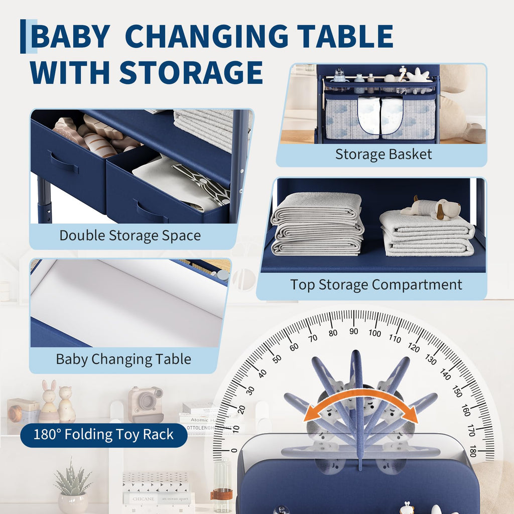 Baby Changing Table with Storage Portable Foldable Diaper Station