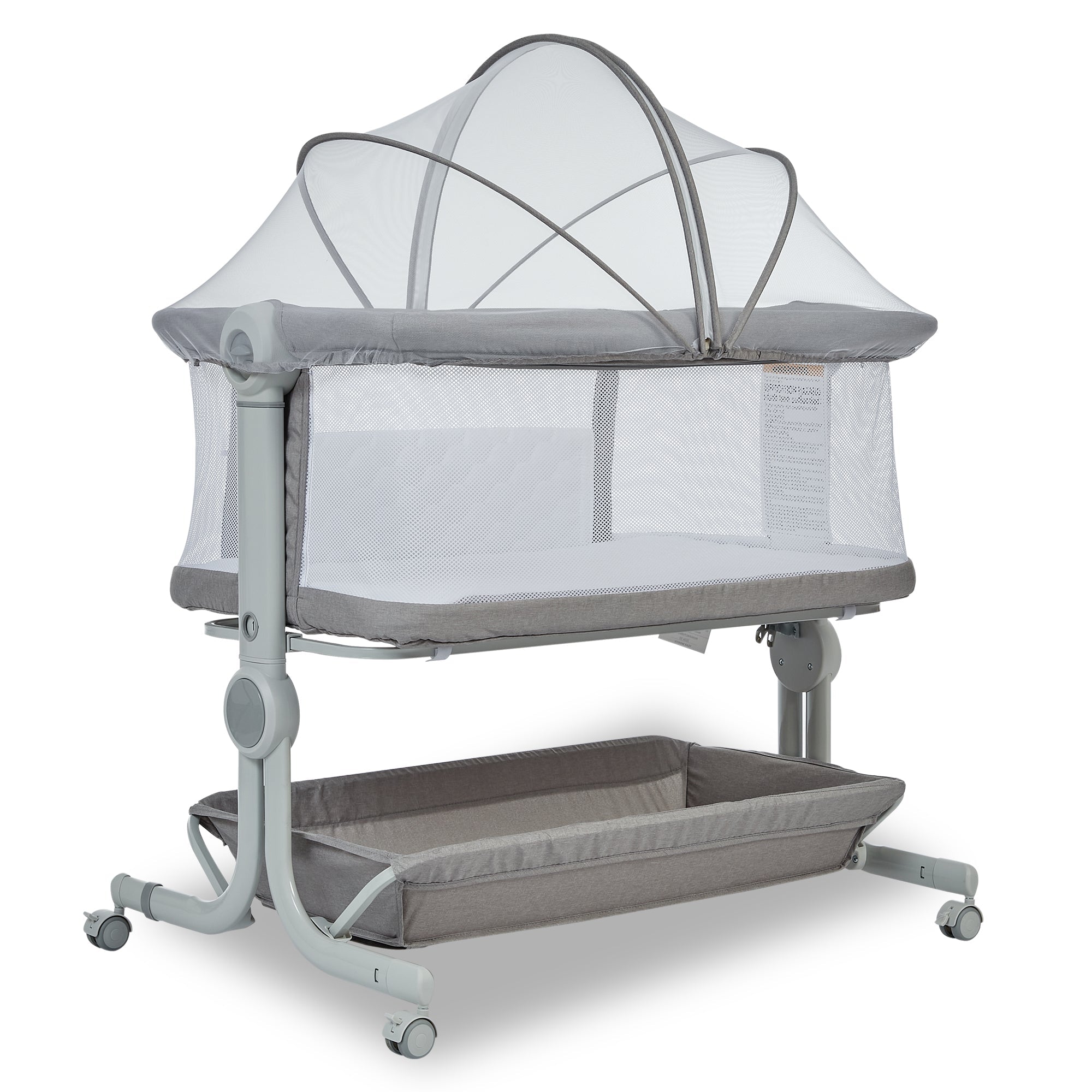 3-in-1 Portable Baby Bassinet Bedside Sleeper Light Grey