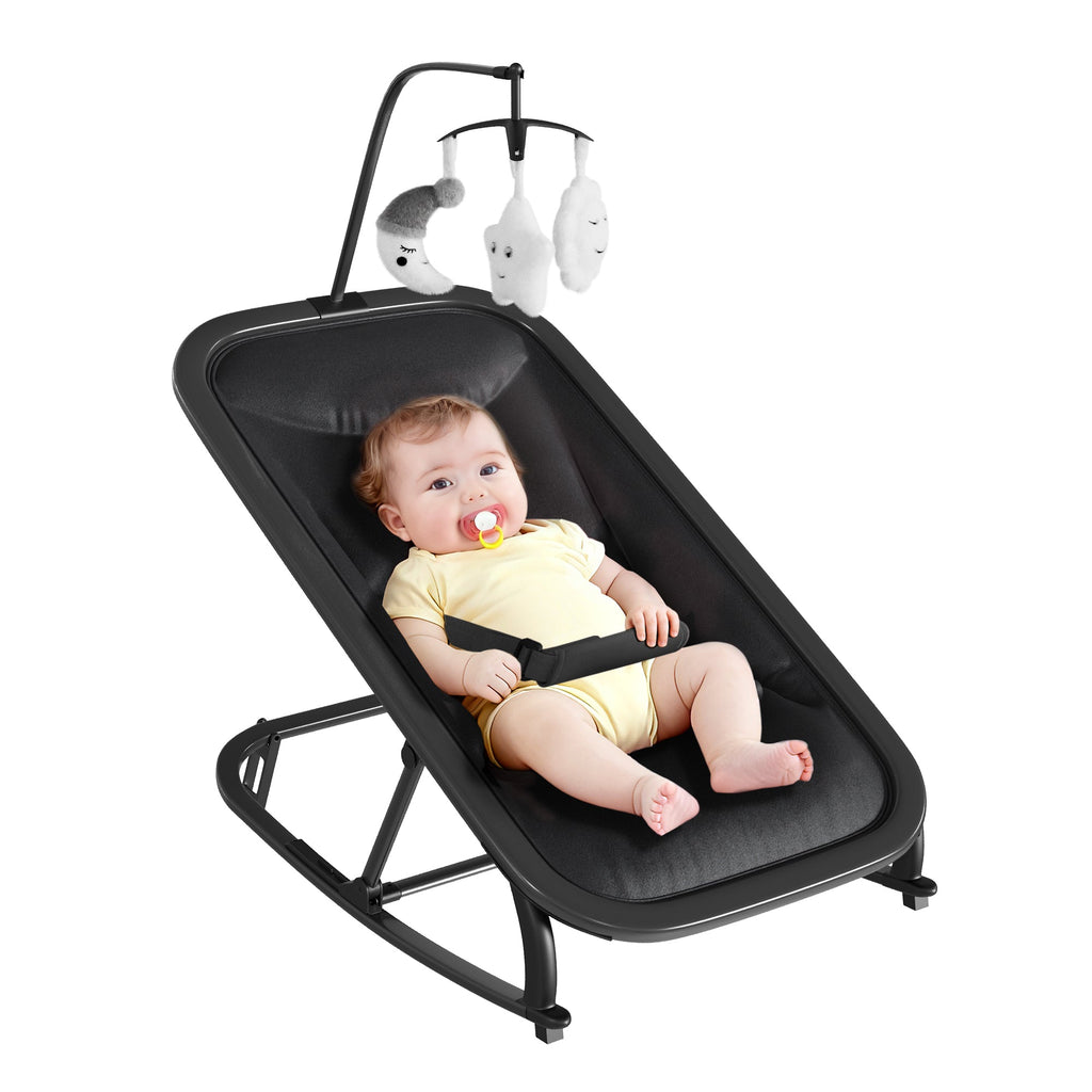 Aluminum Frame Baby Swing with Adjustable 3-Position Design Black