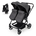 Foldable Double Baby Stroller with Adjustable Canopy Dark Grey GainNo