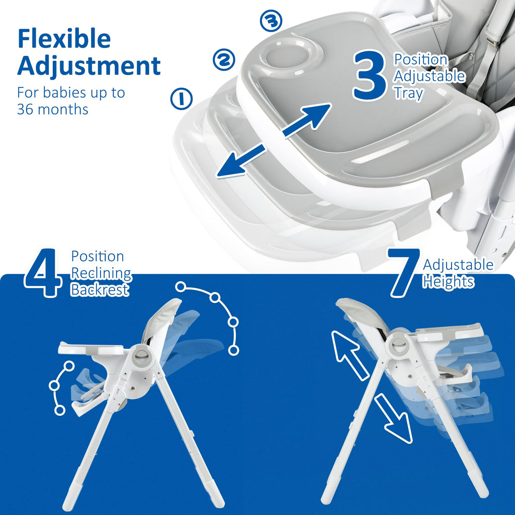 Multifunctional Baby High Chair Adjustable Height Foldable Design