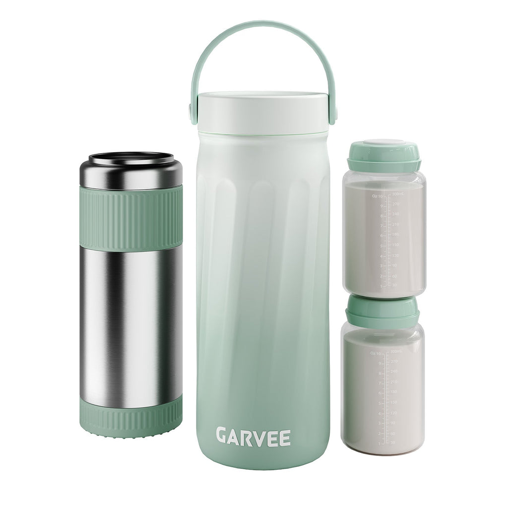 360° Cooling Breast Milk Cooler 22oz with 2 Baby Bottles Green GainNo