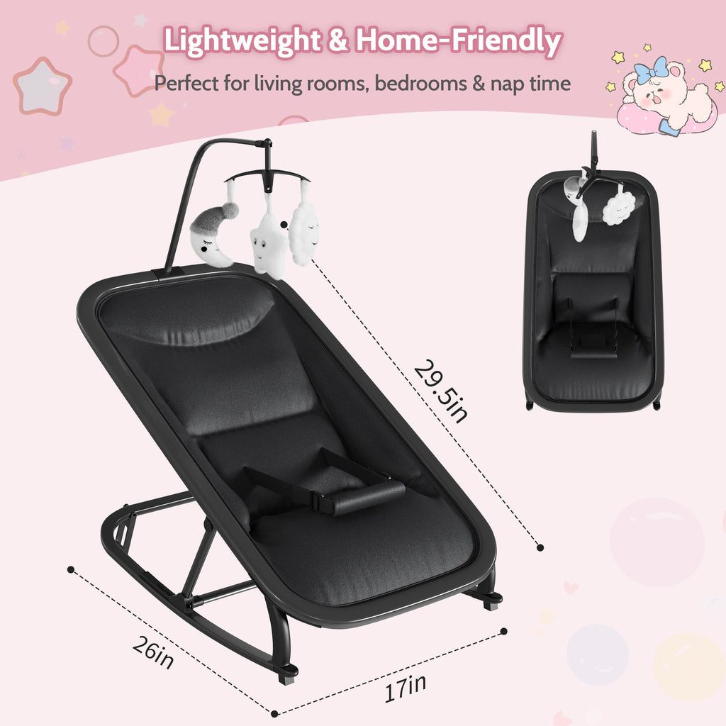 Aluminum Frame Baby Swing with Adjustable 3-Position Design Black