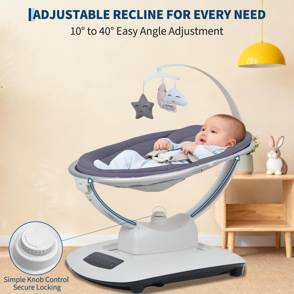 Electric Baby Swing with 5 Soothing Motions and Remote Control Dark Grey