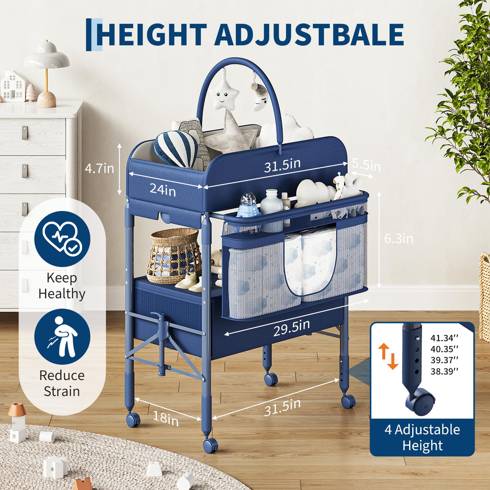 Baby Changing Table with Storage Portable Foldable Diaper Station